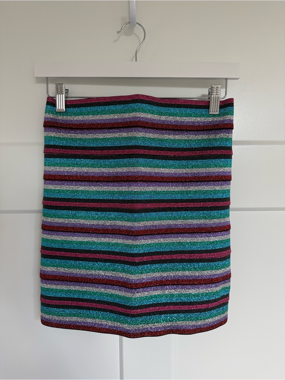Pleasure Doing Business Teal Purple Pink Black Striped Mini Skirt